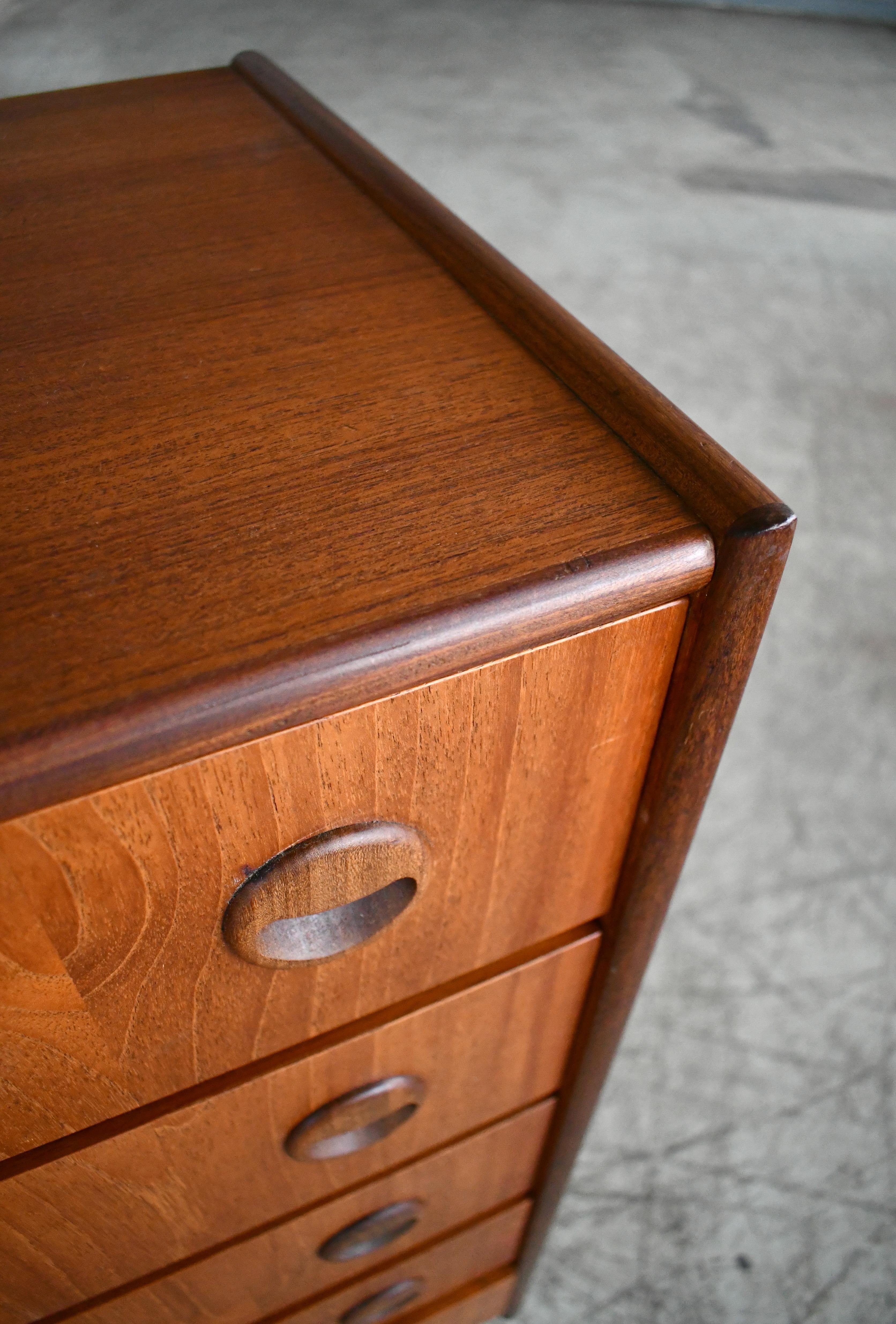 Mid-20th Century Danish 1960s Kai Kristiansen Attributed Tall Teak Dresser or Chest of Drawers