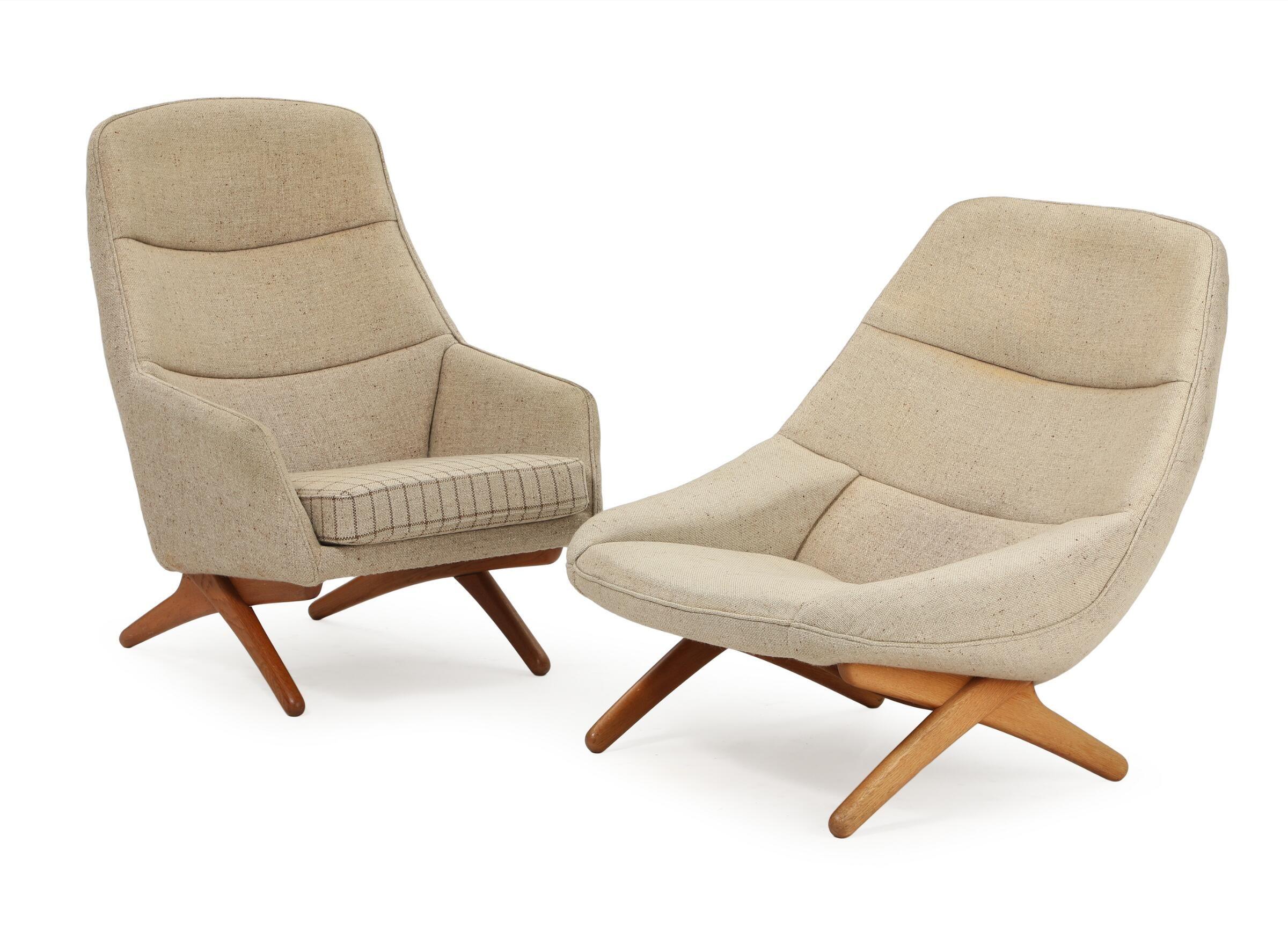 Sedia da salotto danese anni '60 modello ML91 con gambe a forbice in Oak di Illum Wikkelso in vendita 1