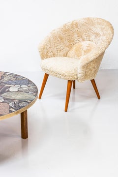 Danish 1960s Lounge Chair with Sheep Skin Upholstery