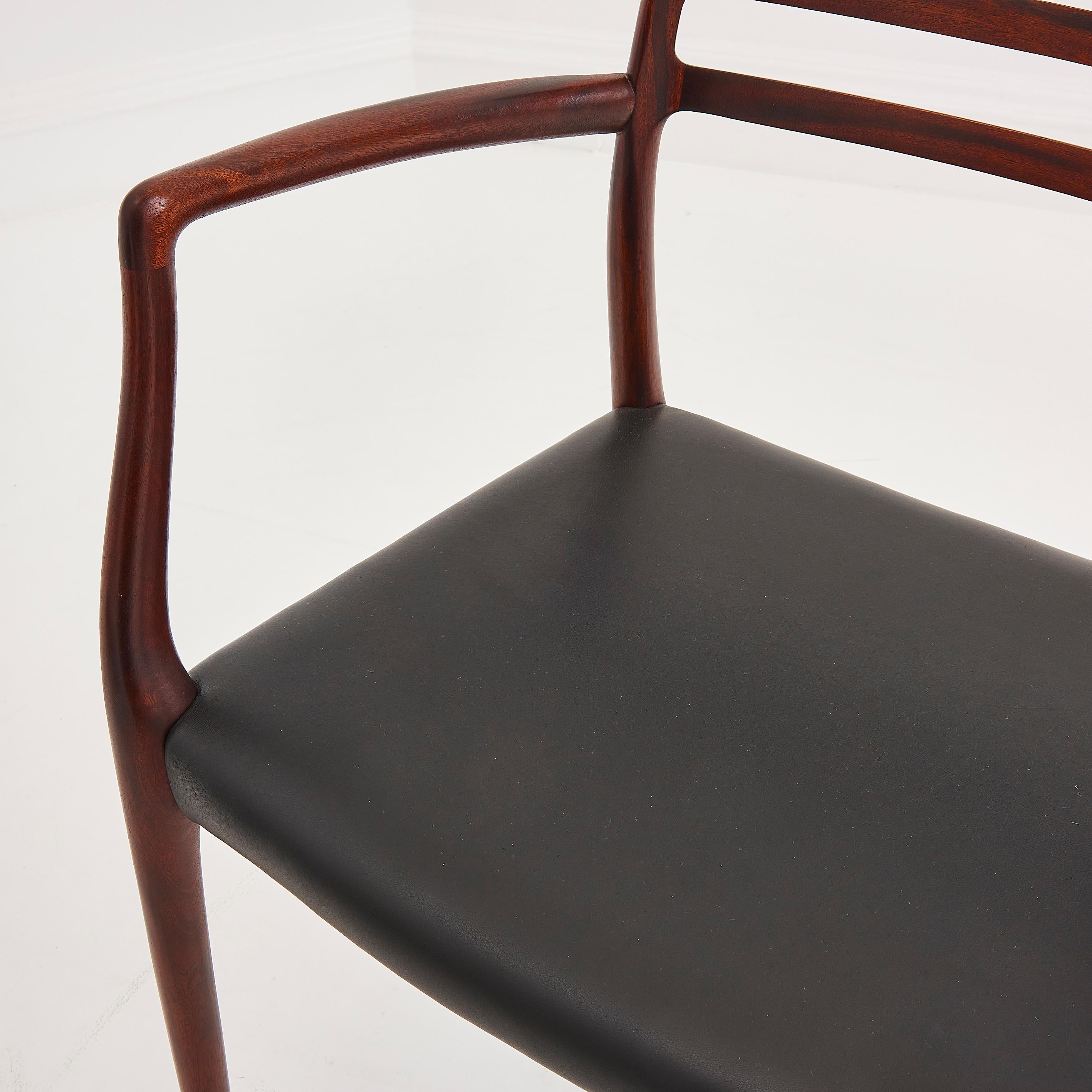 Poltrone danesi in mogano e pelle nera Niels Otto Moller 'Model 62' degli anni '60 in vendita 1