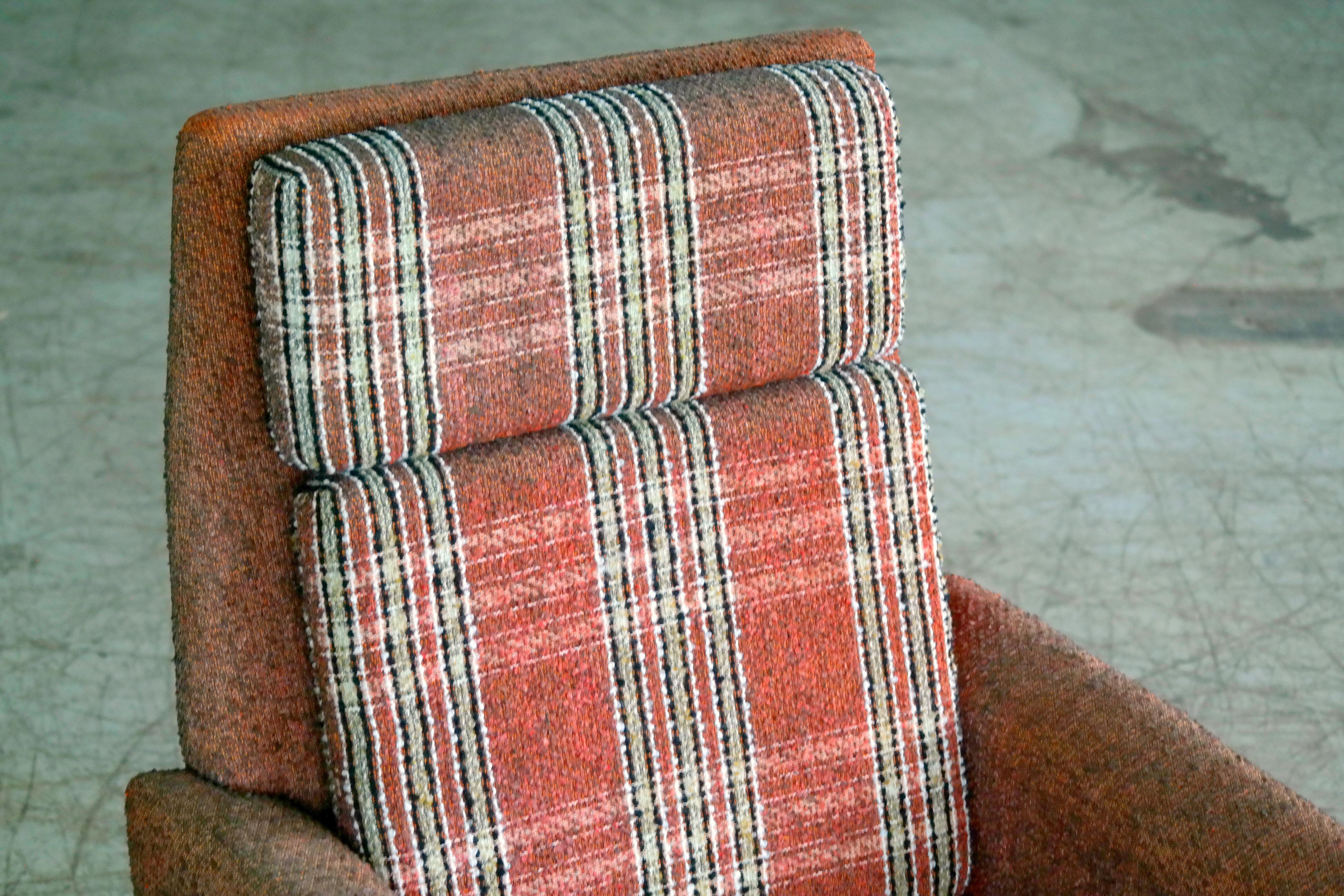 Mid-20th Century Danish 1960s Pair of Kurt Ostervig Style Easy Lounge Chairs Original Wool