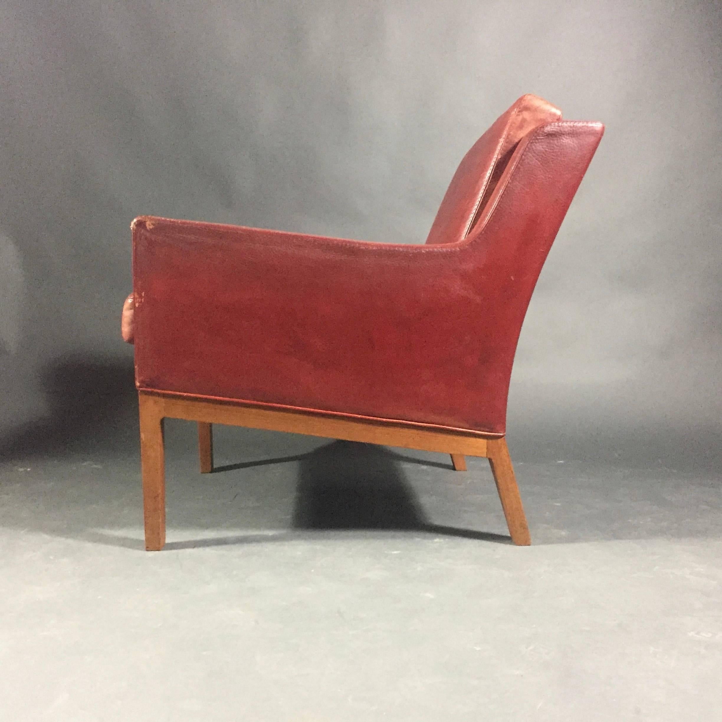 Danish 1960s Pair of Red Leather Lounge Chairs 3