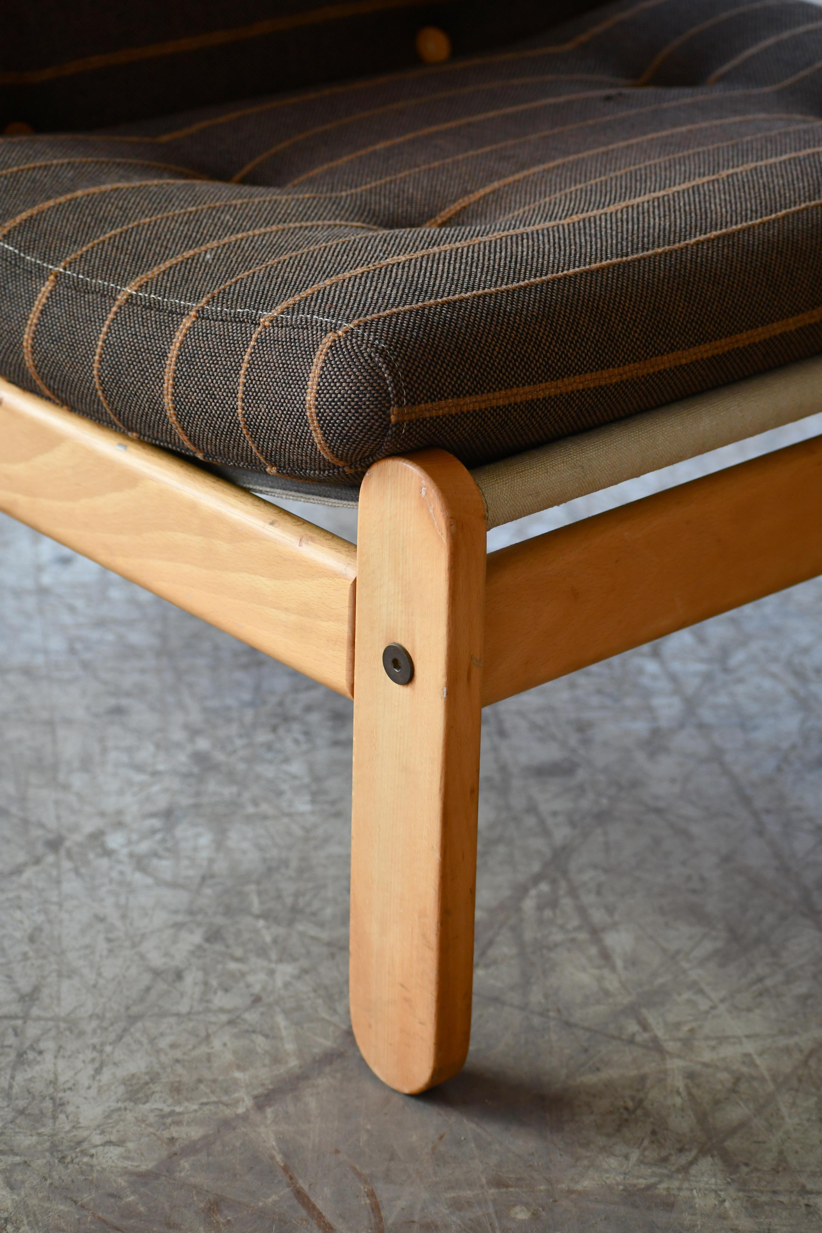 Canvas Danish 1960s Rag Chair Variant in Oak by Bernt Petersen for Chiang