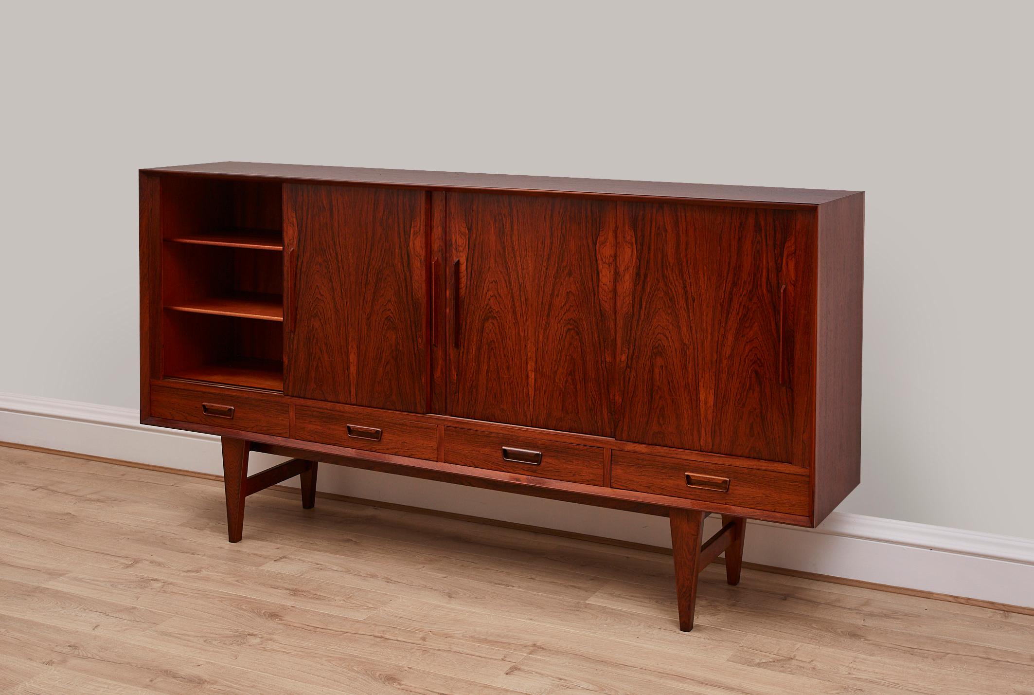 Danish 1960's Rosewood Sideboard With Inside Mirrored Bar 2
