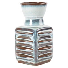 Dänische 1960er Jahre Søholm Skulpturale Keramikvase von Einar Johansen, blau-grüne Glasur