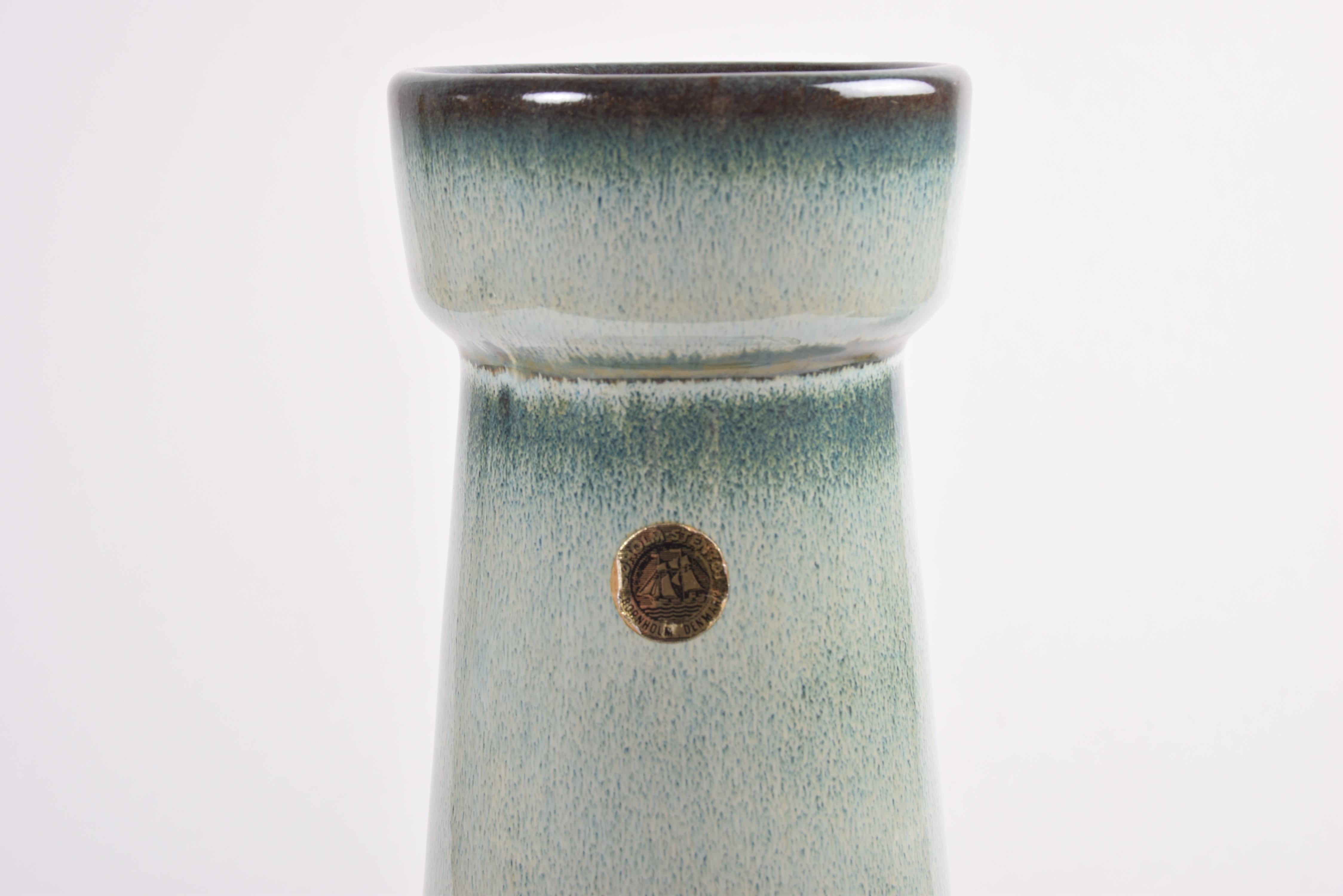 Stoneware Danish 1960s Søholm Tall Sculptural Ceramic Vase by Einar Johansen, Green Glaze