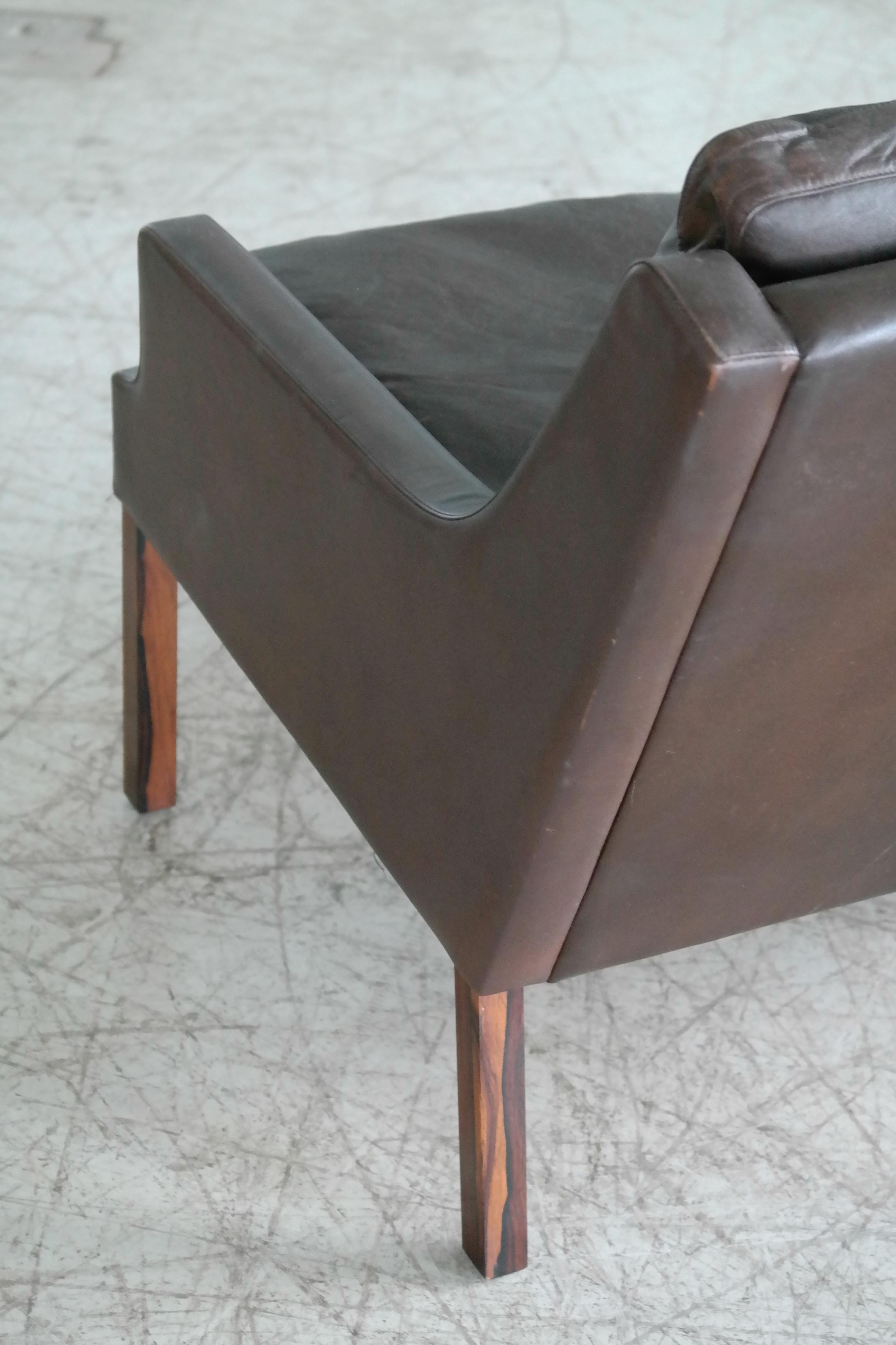 Danish 1960s Slim Profile Two-Seat Sofa in Espresso Leather by Georg Thams 2