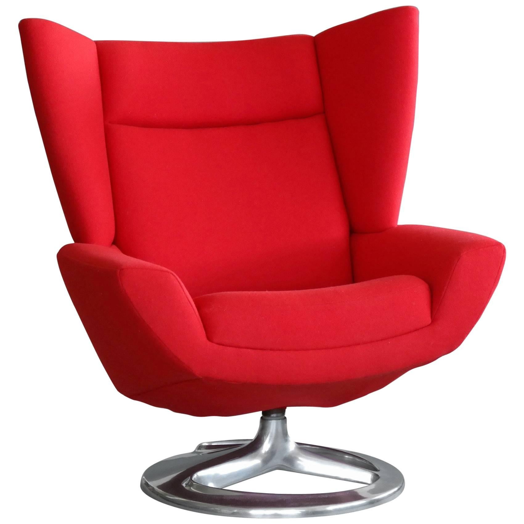 Danish 1960s Space Age Lounge Chair on Aluminum Swivel by H.W. Klein for Bramin