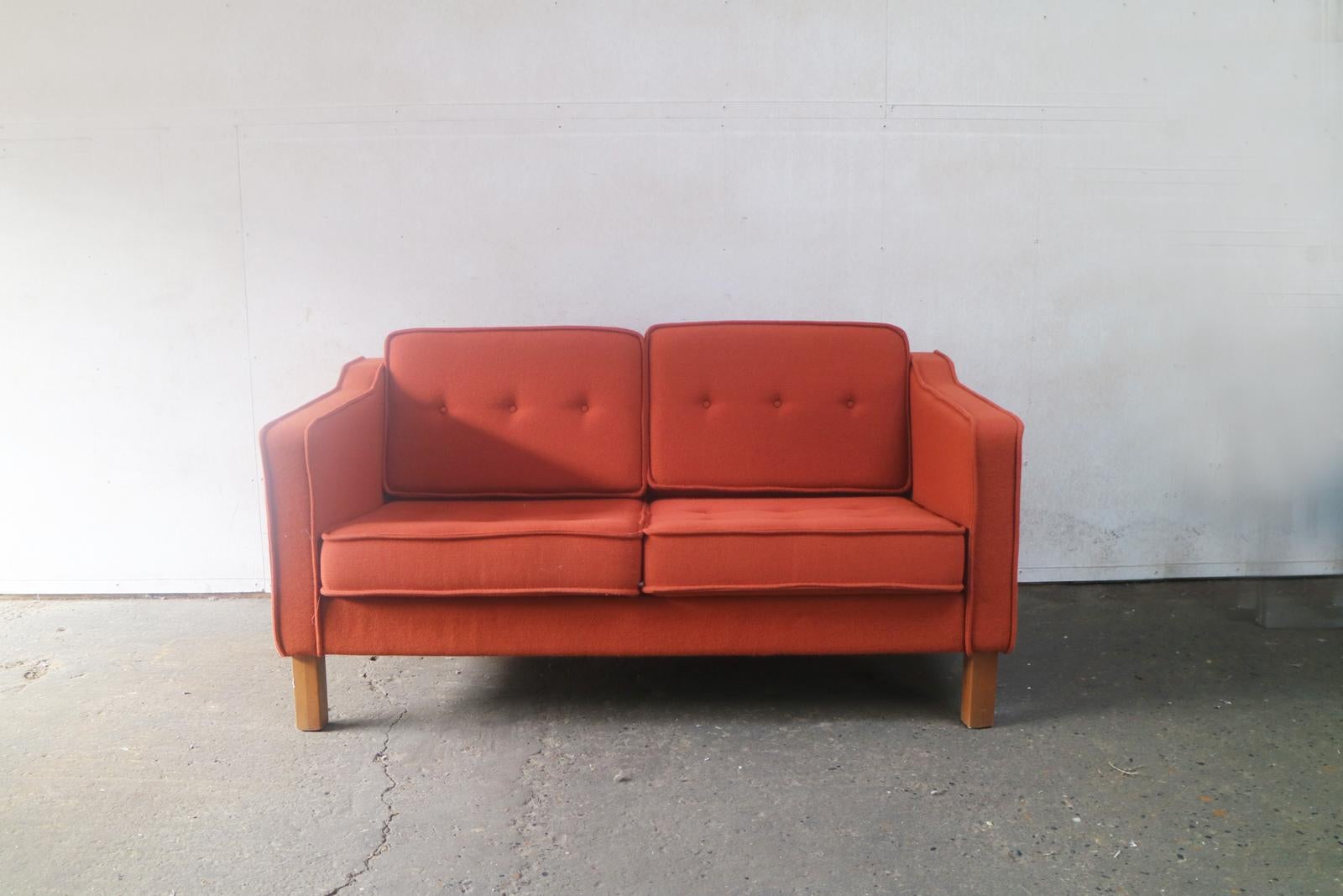 Mid-Century Modern Danish 1970s midcentury two-seat sofa in the style of Borge Mogensen For Sale