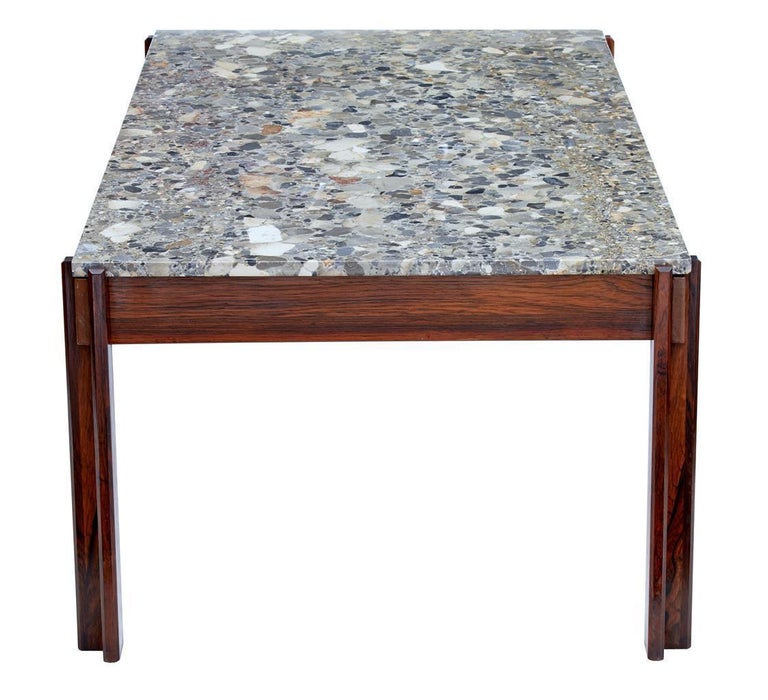 Danish 1970s Rosewood MarbleTop Coffee Table at 1stDibs