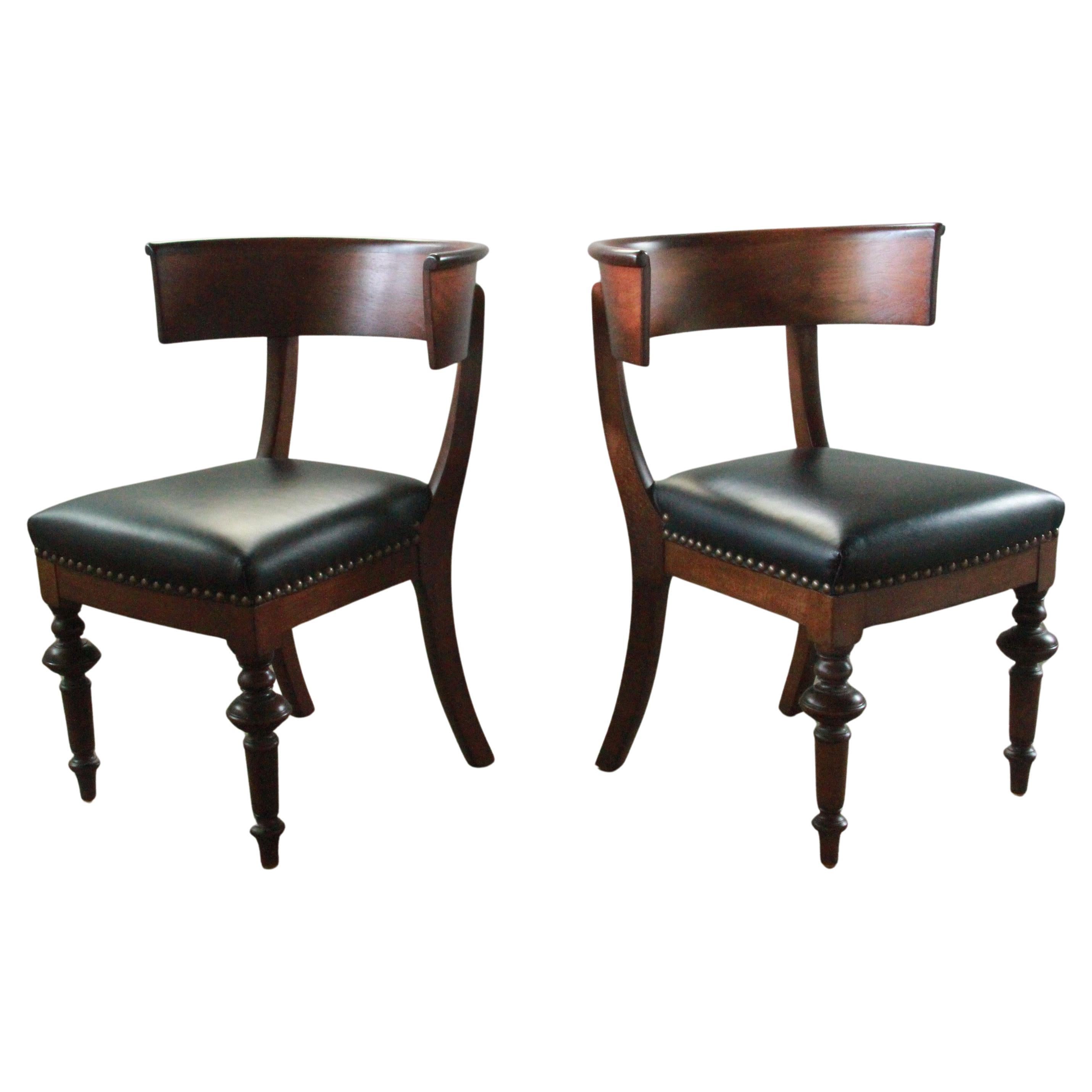 Sedie Klismos in pelle antica danese del XIX secolo, set di 2
