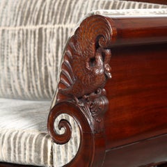 Danish 19th Century Biedermeier Cuban Mahogany Hetch Swan Sofa