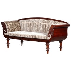 Antique Danish 19th Century Biedermeier Cuban Mahogany Hetch Swan Sofa