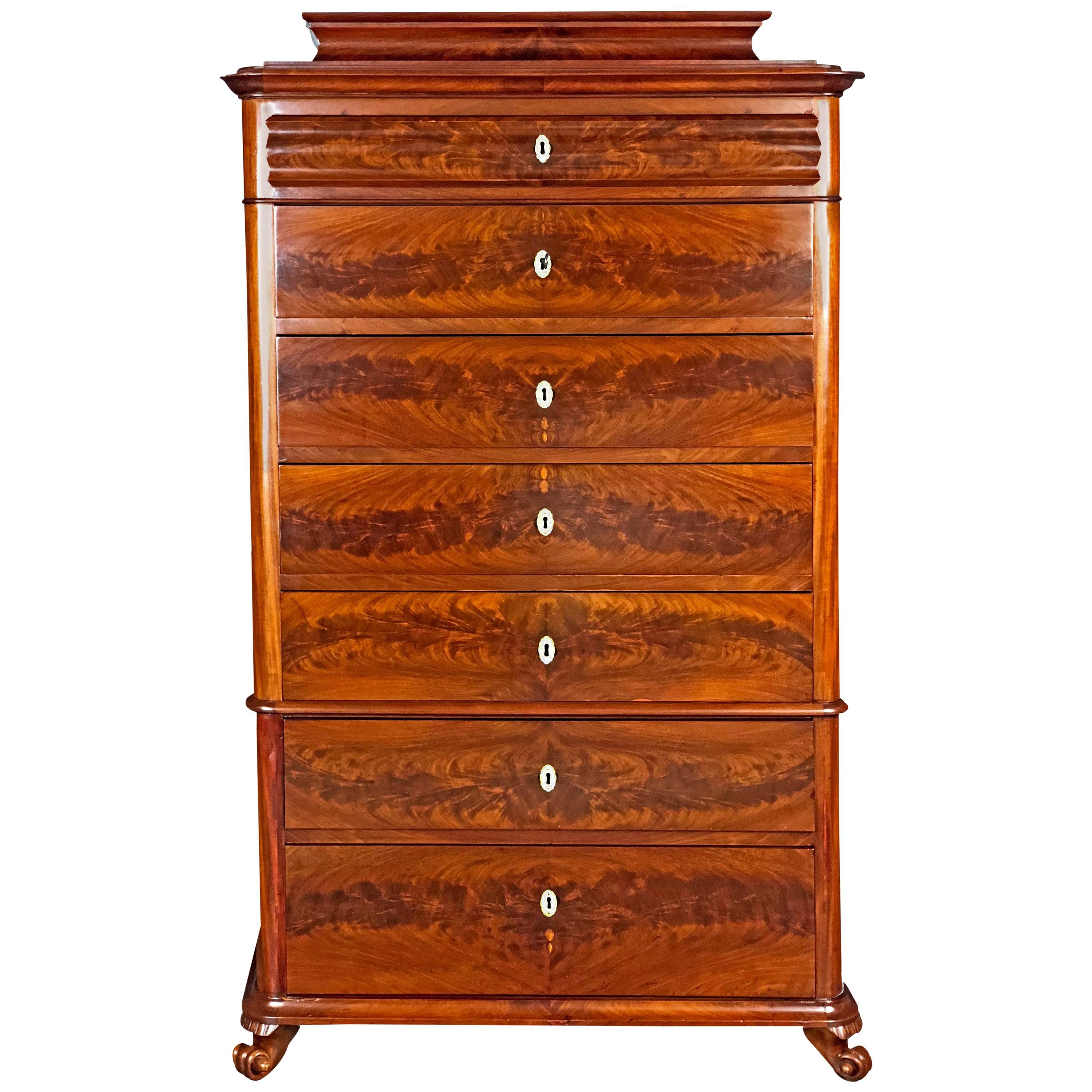 Danish Mid 19th Century Biedermeier Commode Tall Chest of drawers For Sale
