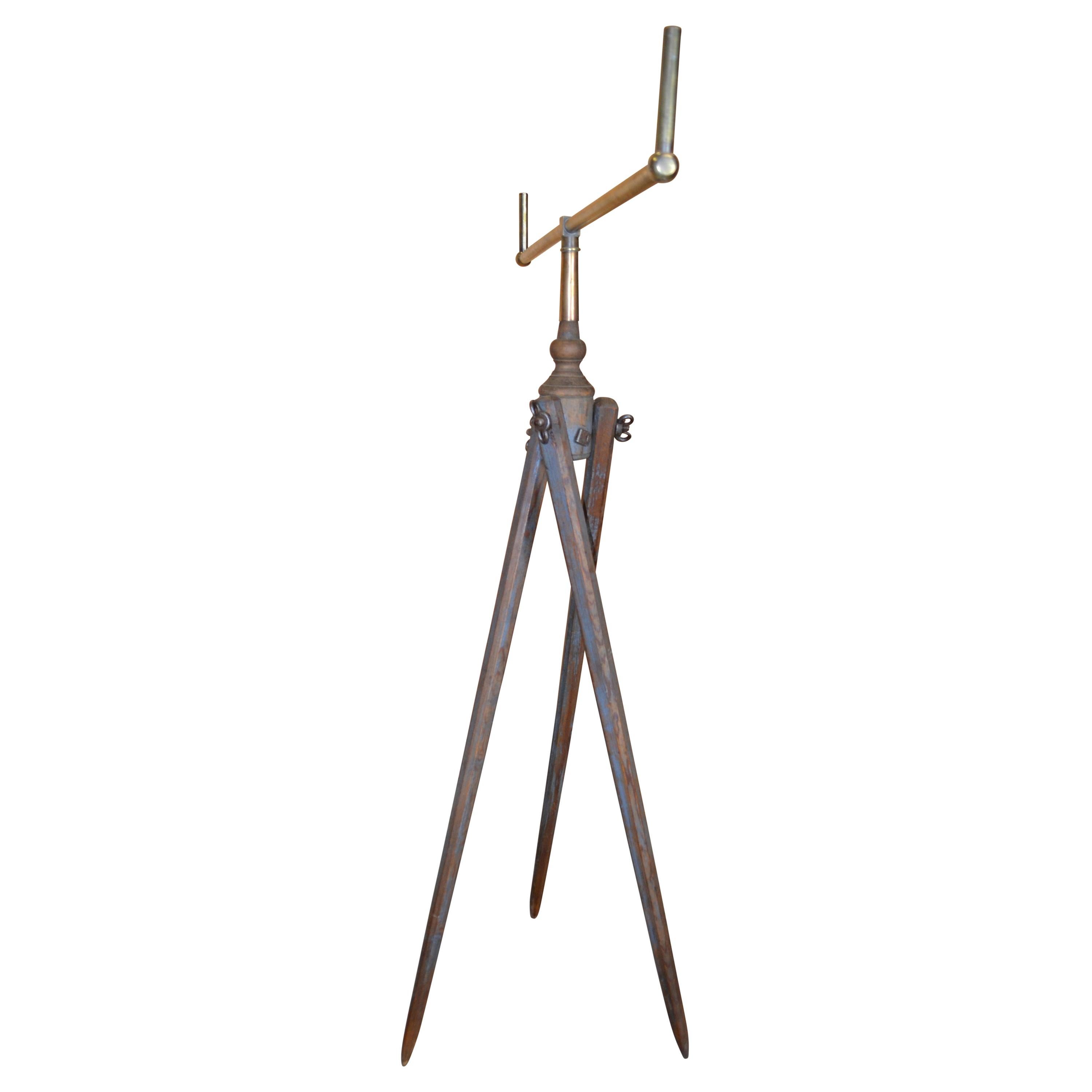 Danish 19th Century Brass Surveying or Level Tool on Tripod For Sale