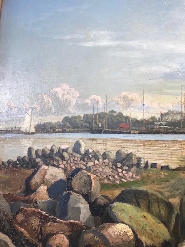 Danish 19th Century Coastal Landscape Painting by Carl Lund In Good Condition For Sale In Hudson, NY