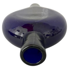 Danish 19th Century Cobalt Blue Glass Hip Flask By Holmegaard