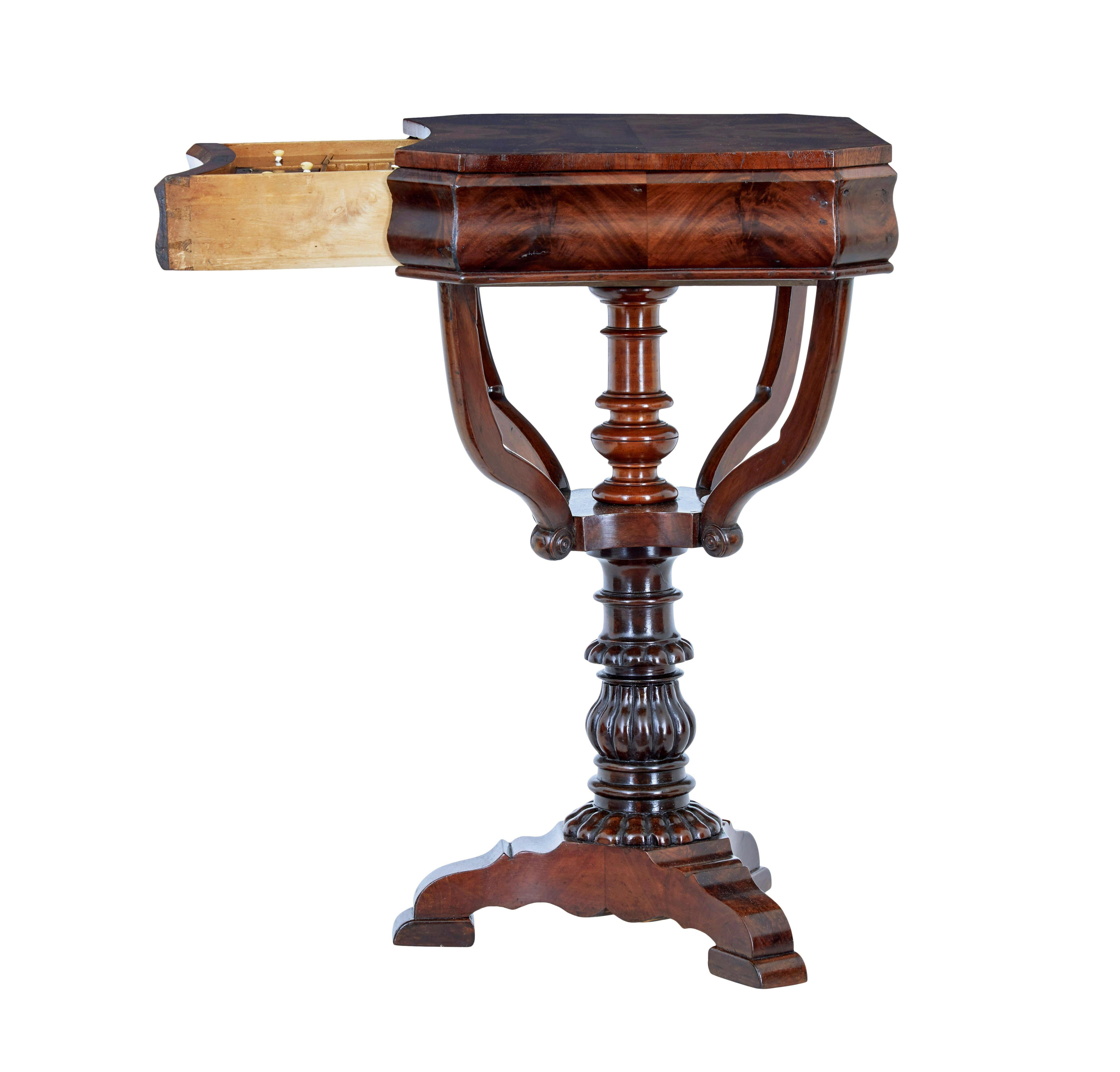 William IV Danish 19th century flame mahogany side table For Sale