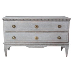 Danish 19th Century Gustavian Grey-Painted Chest of Drawers