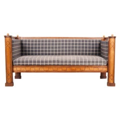 Danish 19th Century Inlaid Satinwood Settee