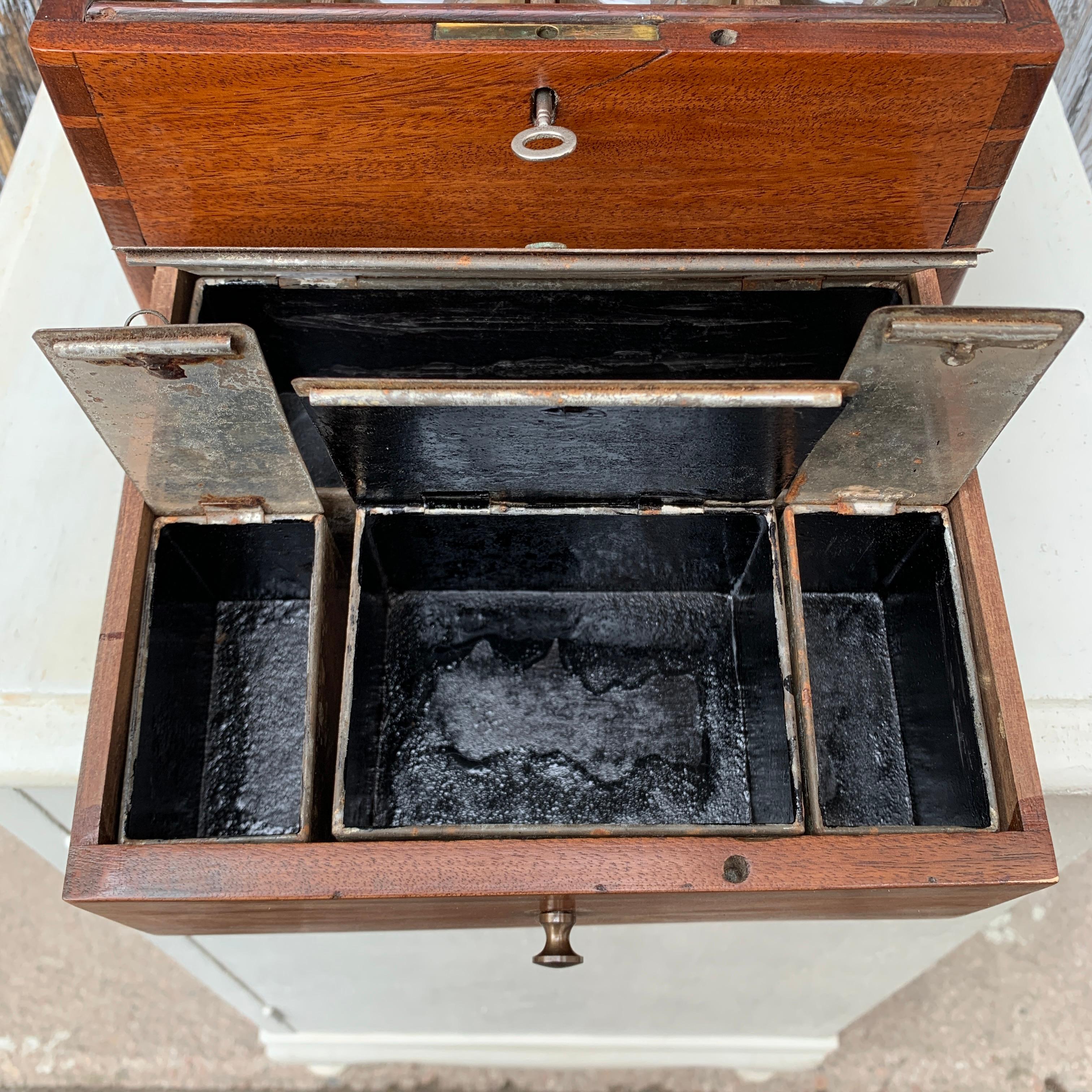 Danish 19th Century Mahogany Spice Box With Glass Containers For Sale 6