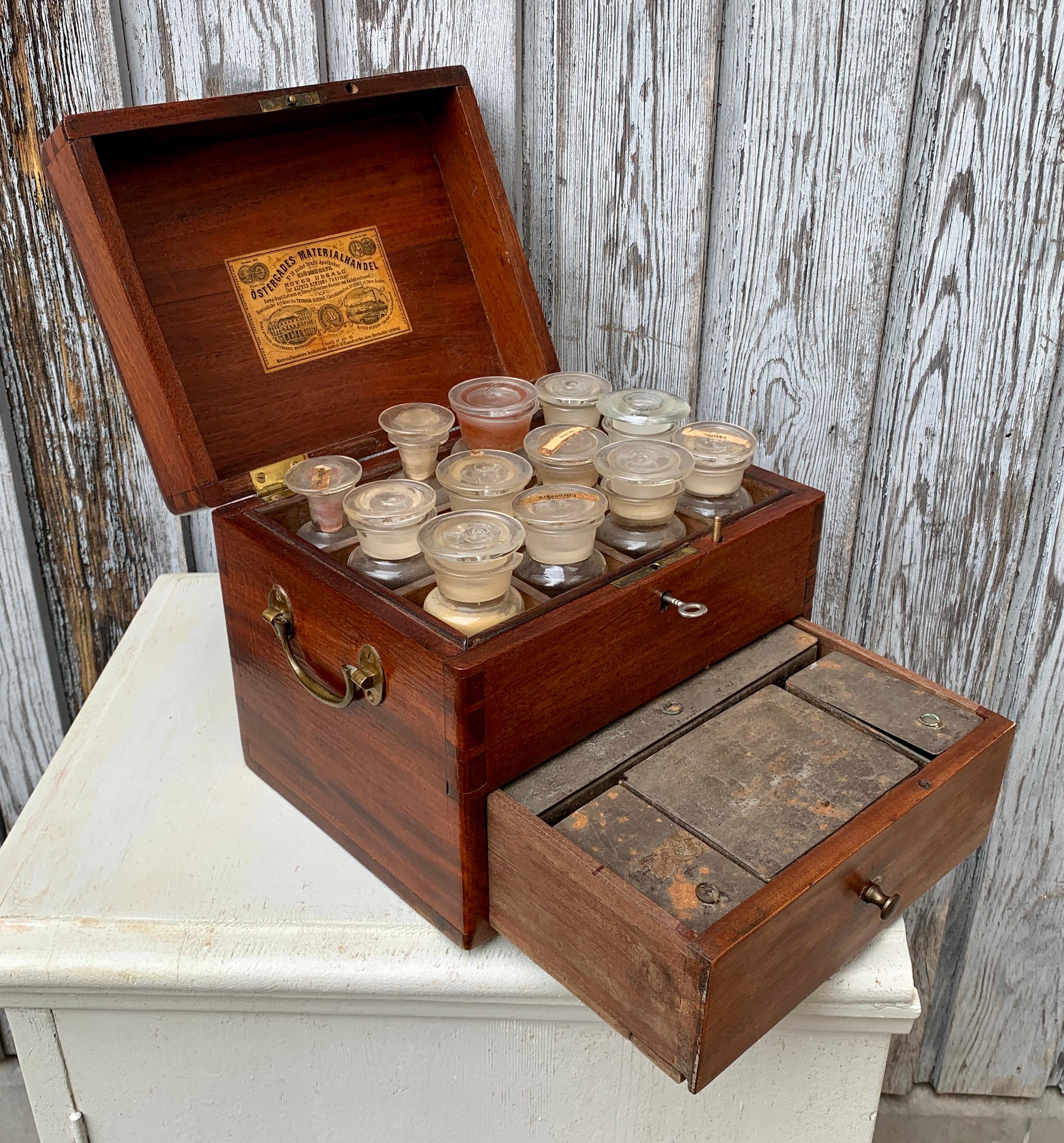 Danish 19th Century Mahogany Spice Box With Glass Containers 13
