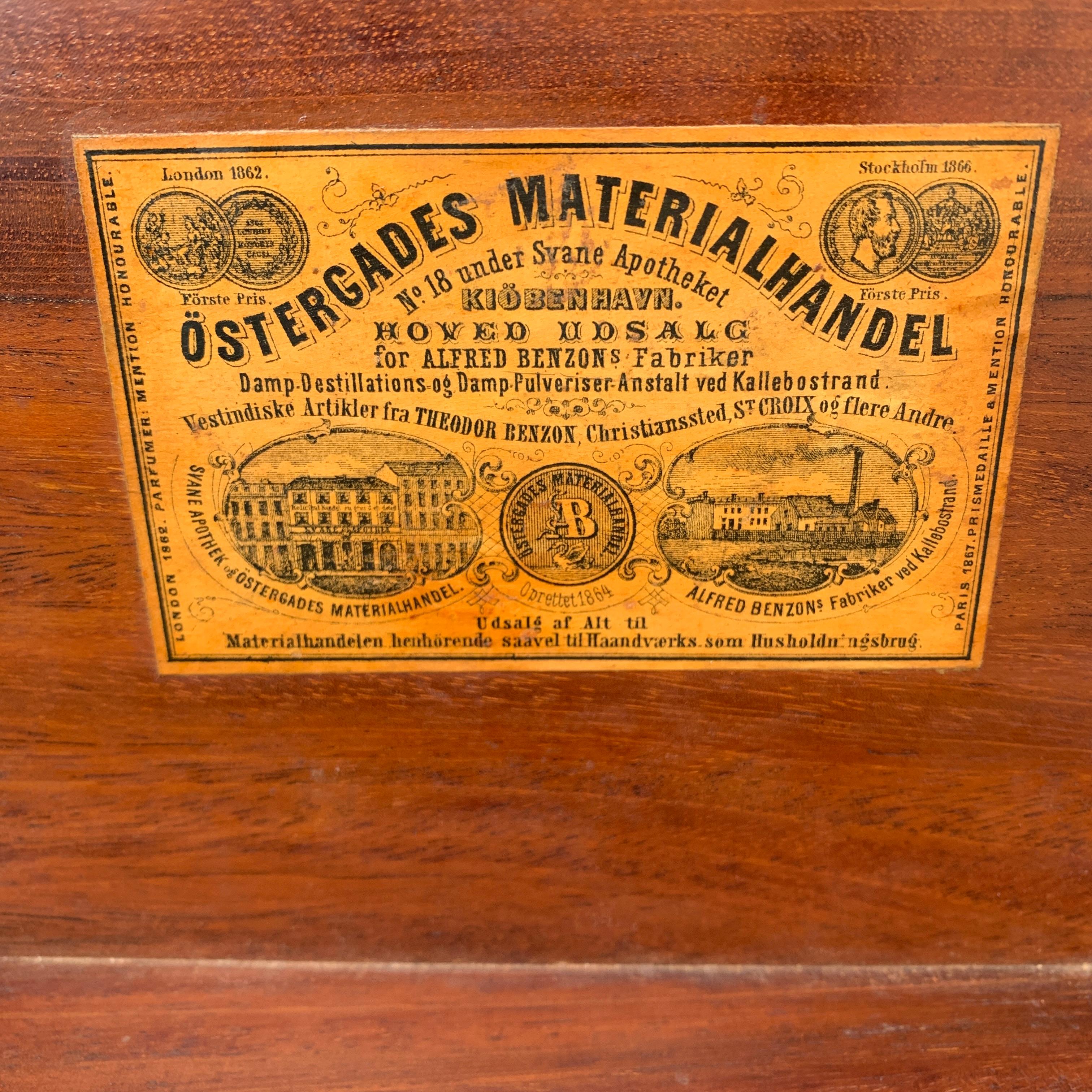 Danish 19th Century Mahogany Spice Box With Glass Containers 1