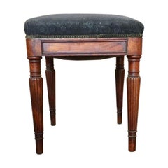 Danish 19th Century Piano Stool With Black Fabric Upholstery