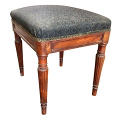 Danish 19th Century Piano Stool With Black Fabric Upholstery