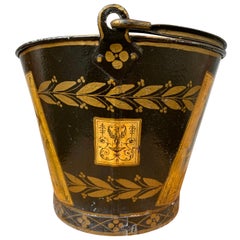 Danish 19th Century Trompe-l'œi Decorated Painted Tole Bucket