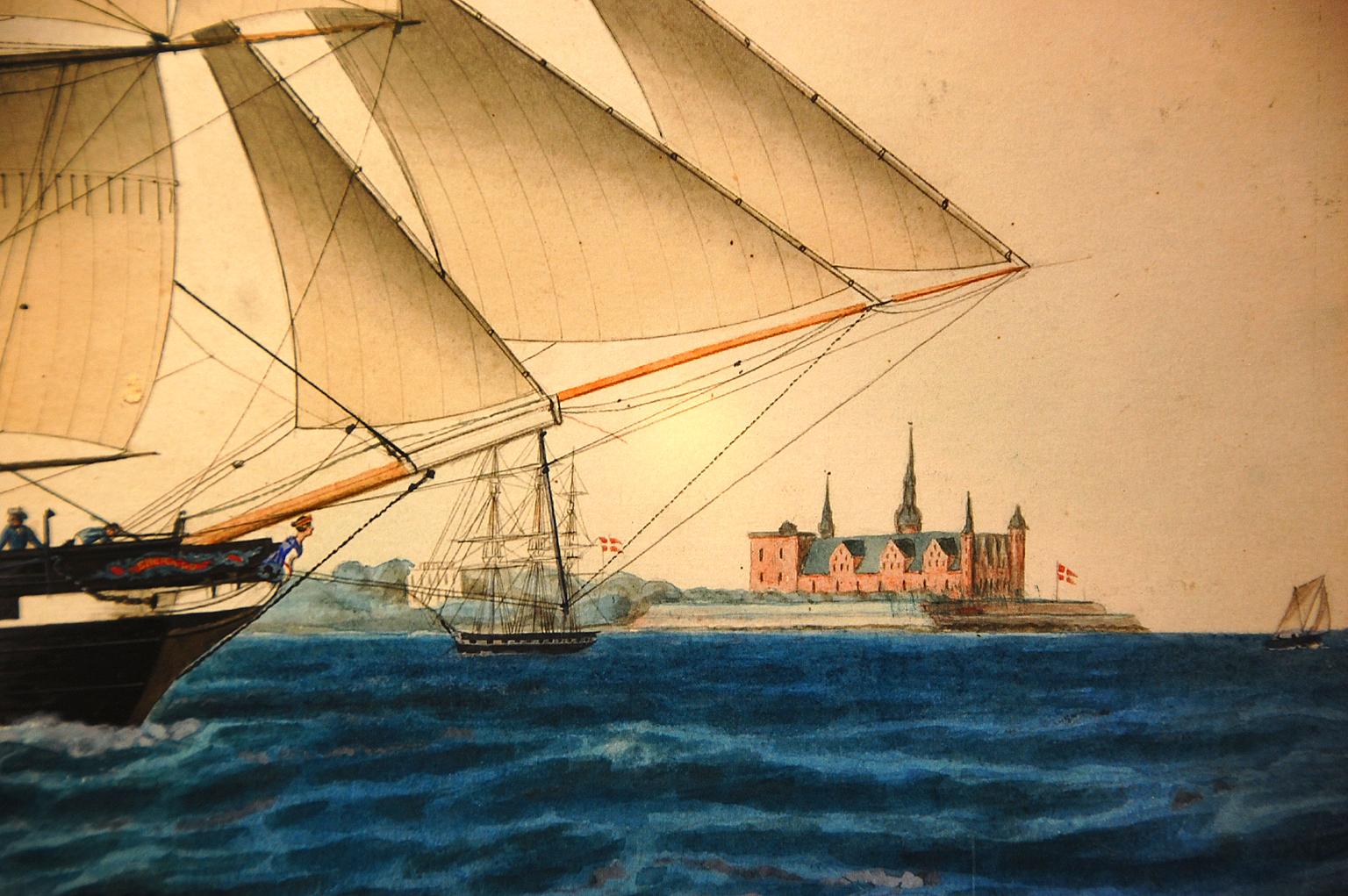 Danish 19th Century Watercolor Portrait of the Brig 