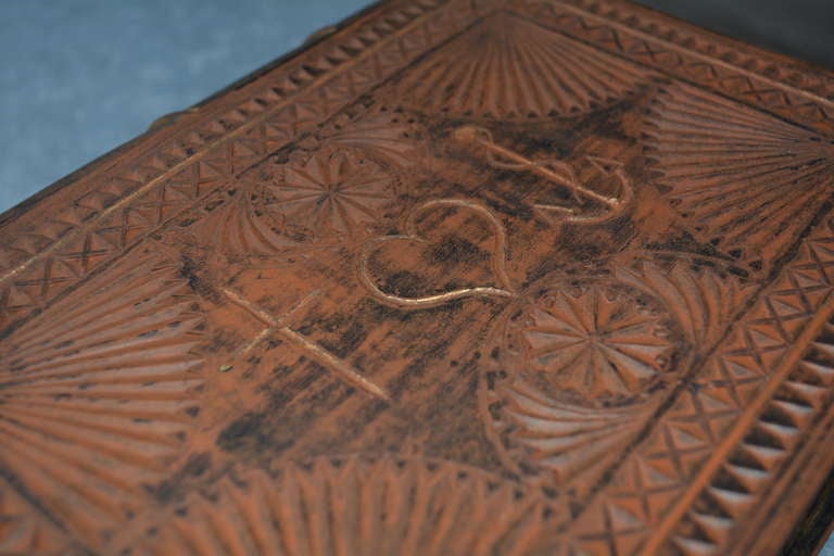 Danish 19th Century Wooden Folk Art Bible Box 
