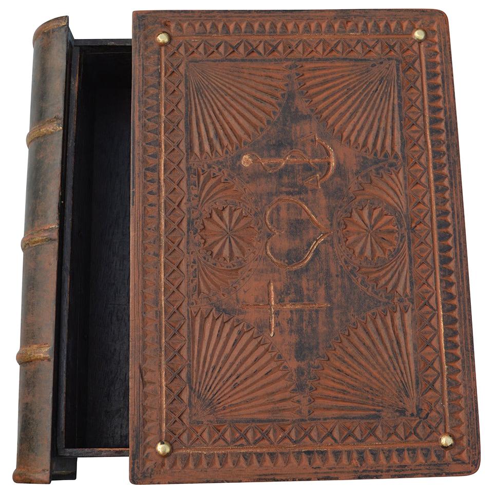 Dänische Volkskunst-Bibelschachtel „Forget Me Not“ aus Holz, 19. Jahrhundert im Angebot