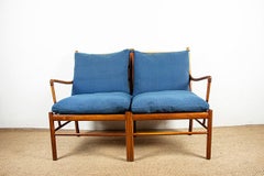Danish 2-seater sofa in mahogany and cane by Ole Wanscher 1960.