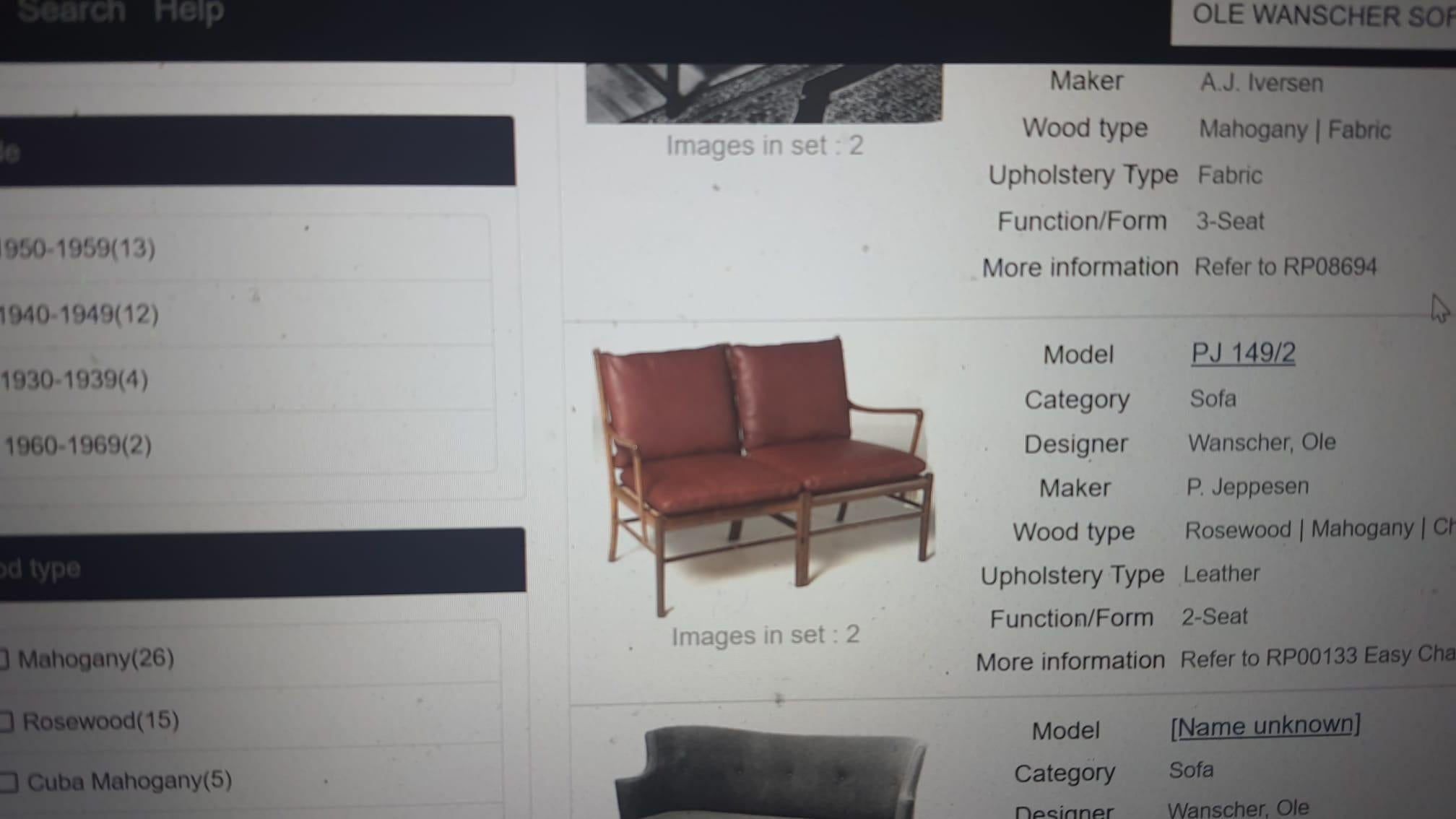 Danish 2-seater sofa in mahogany and cane by Ole Wanscher 1960. For Sale 14