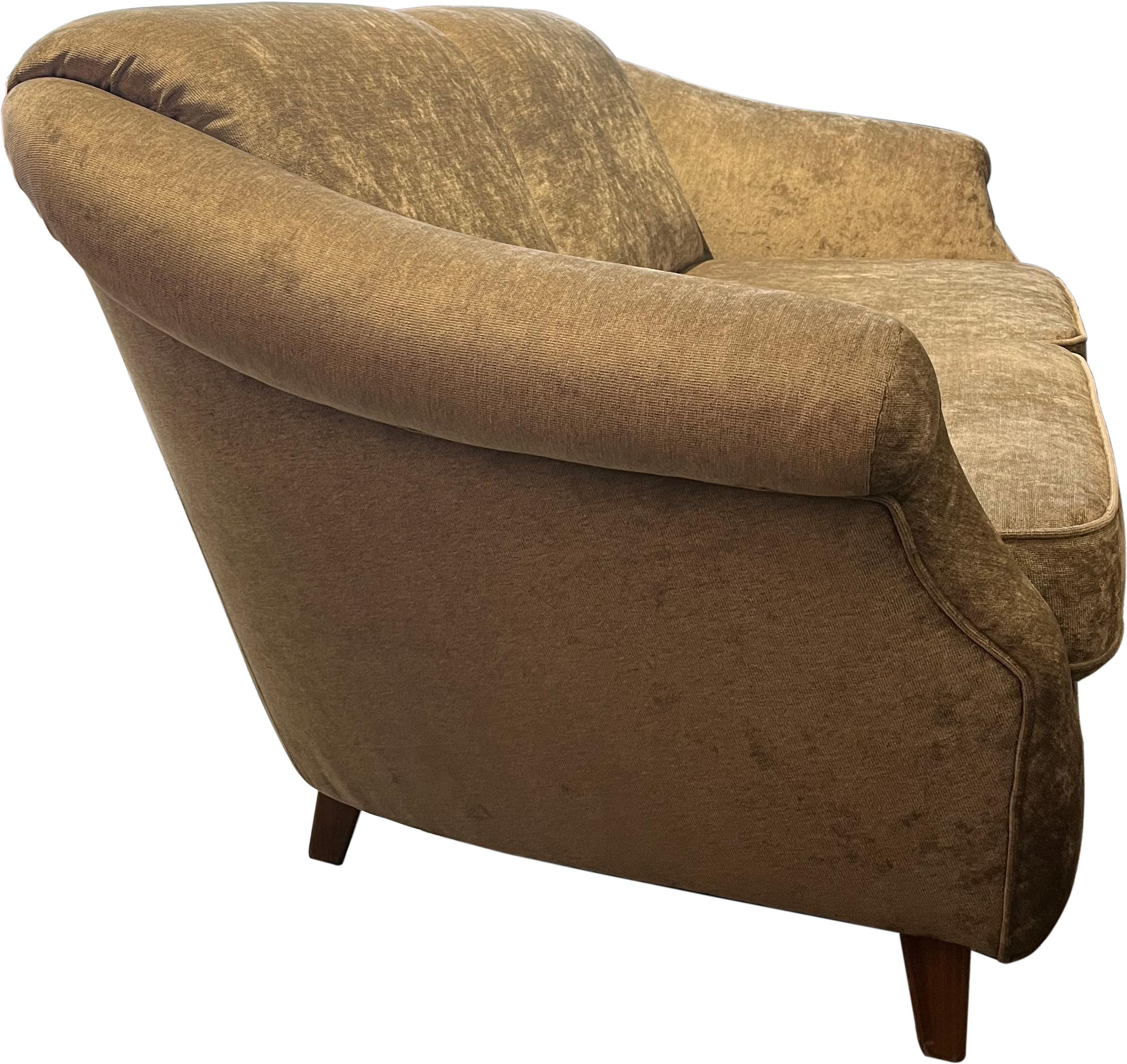 European Danish 2 seater sofa in ocher velvet For Sale