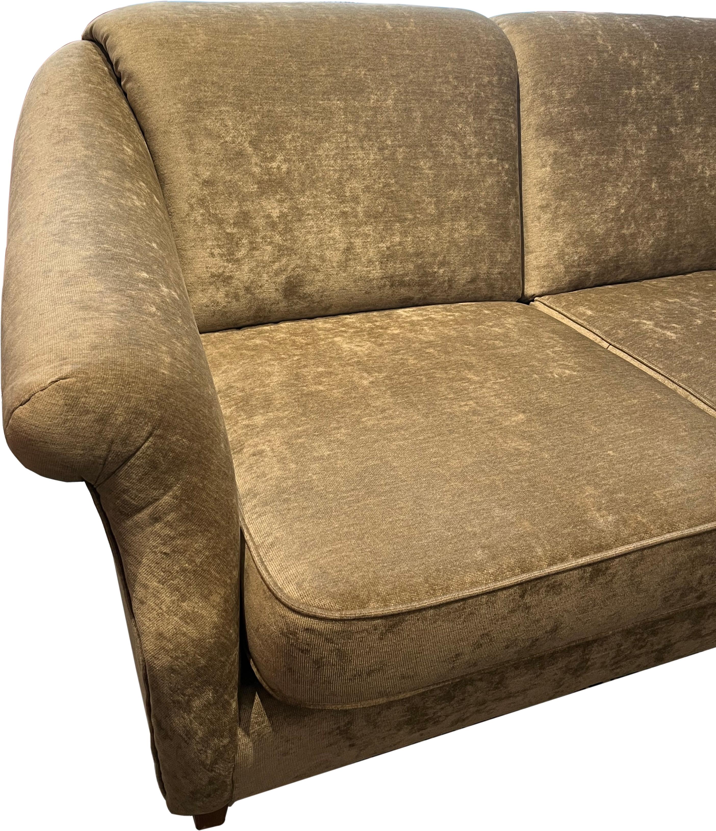 Velvet Danish 2 seater sofa in ocher velvet For Sale