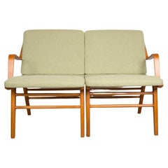 Danish 2-seater sofa, laminated beech and mahogany model AX by Peter Hvidt 1960.