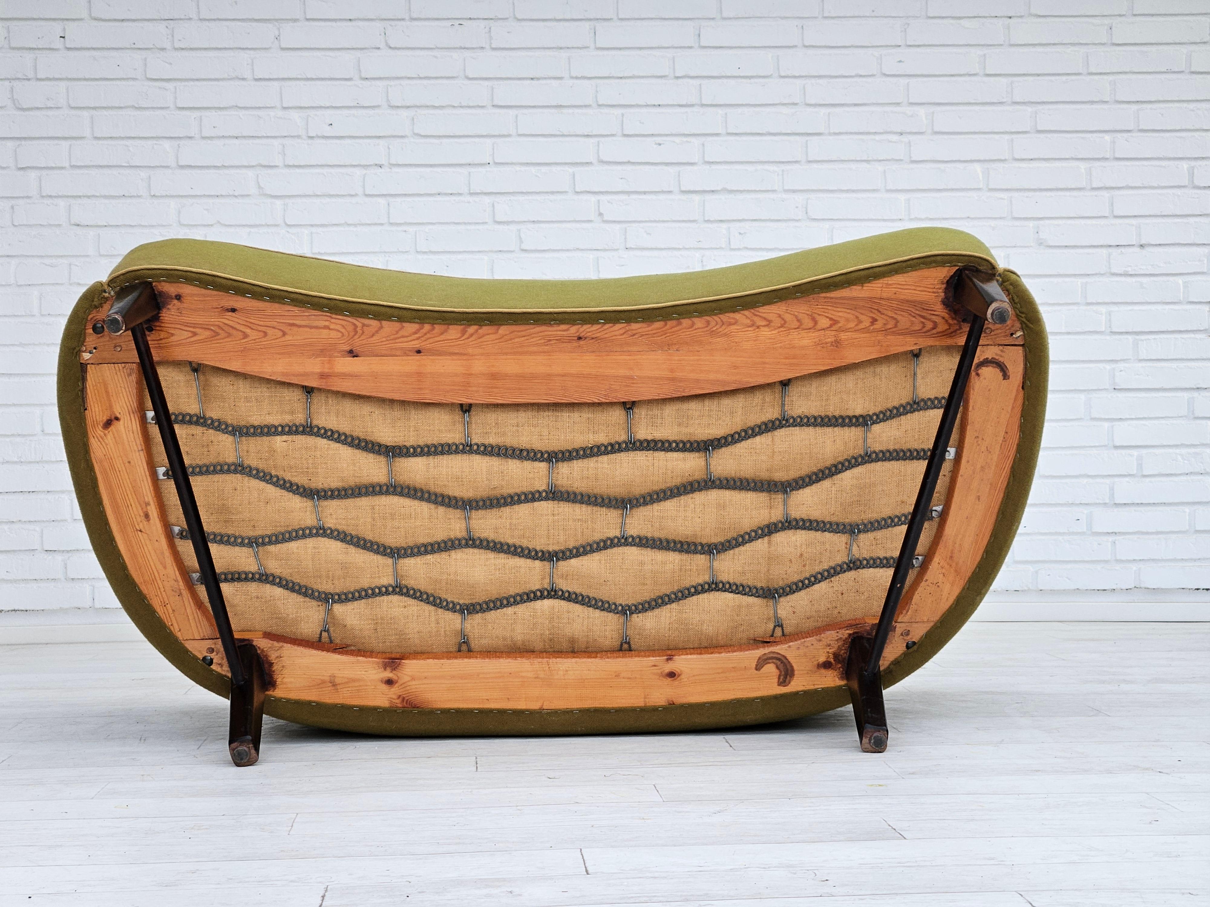 Danish 2 seater sofa, original good condition, furniture wool, oak. For Sale 8