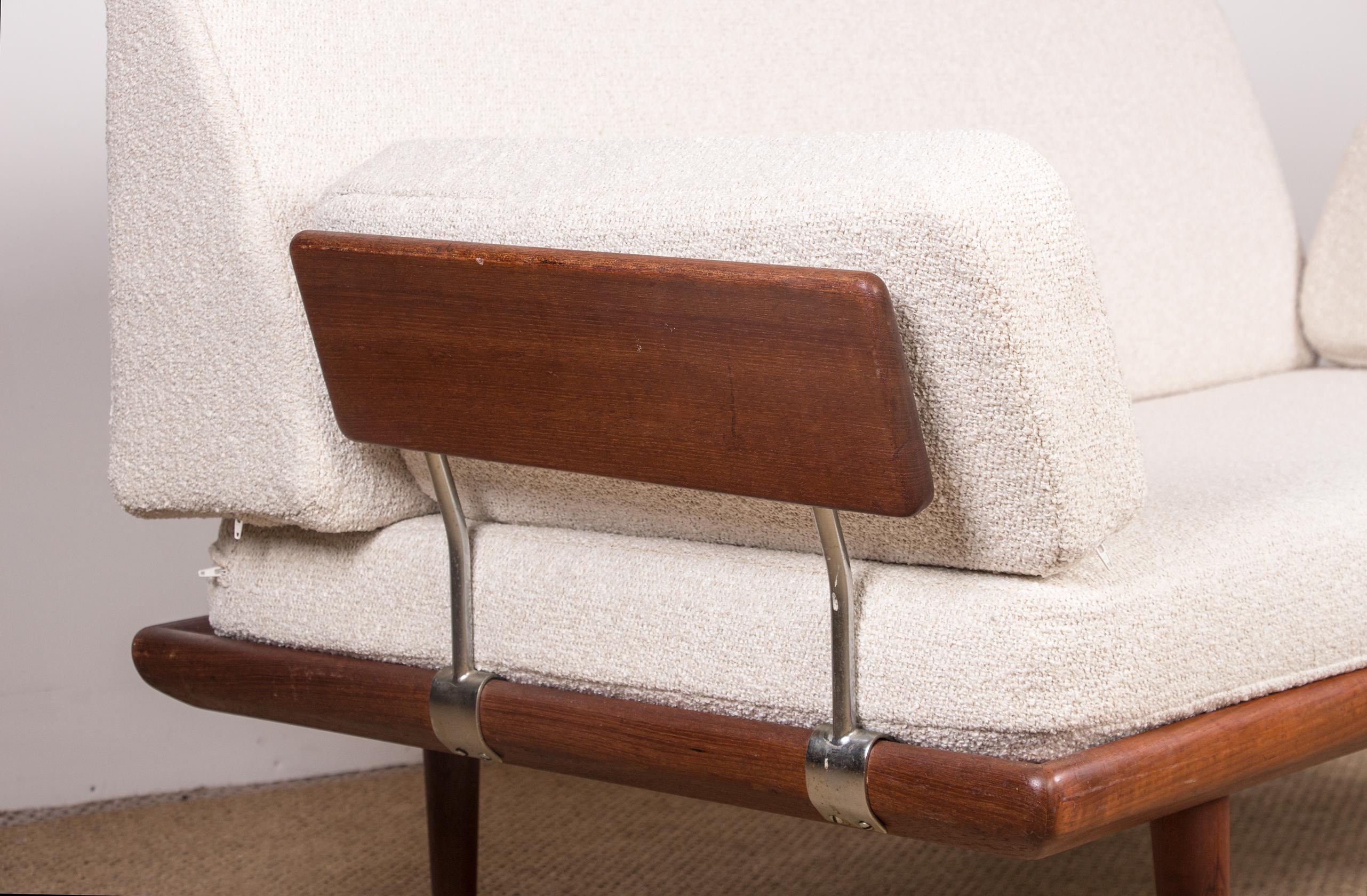 Fabric Danish 2-Seater Teak Sofa Model Minerva by Peter Hvidt and Orla Molgaard Nielsen