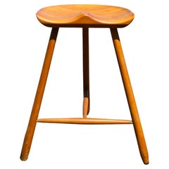Taburete danés de madera de 3 patas Años 60