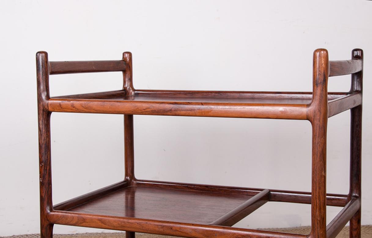 Danish 3 levels Rosewood Trolley by Johannes Andersen for Silkeborg. For Sale 7