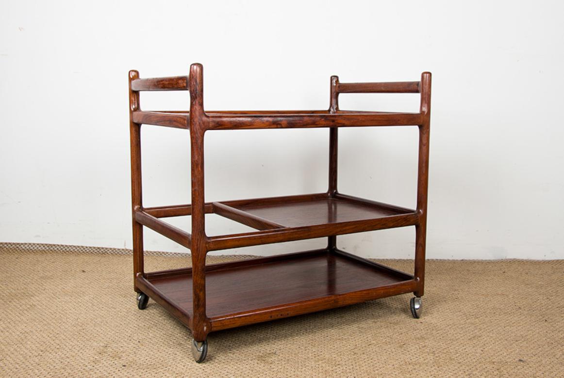 Mid-20th Century Danish 3 levels Rosewood Trolley by Johannes Andersen for Silkeborg. For Sale