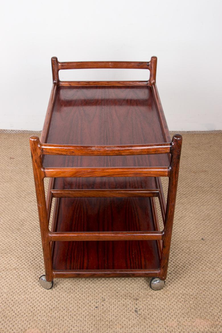 Danish 3 levels Rosewood Trolley by Johannes Andersen for Silkeborg. For Sale 3