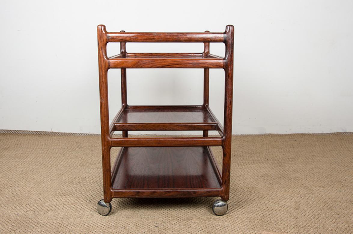 Danish 3 levels Rosewood Trolley by Johannes Andersen for Silkeborg. For Sale 4