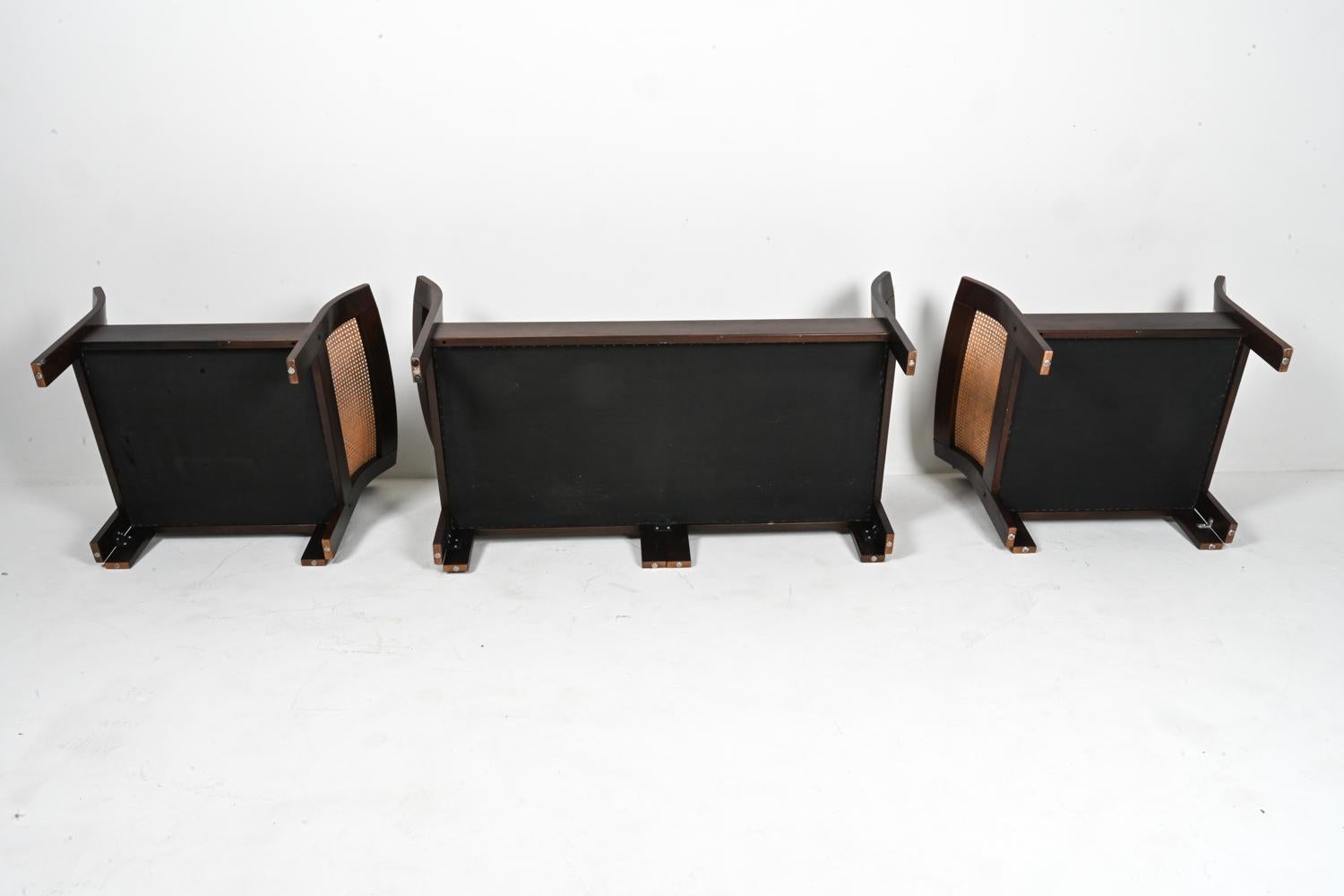 Suite de sièges danoises de 3 pièces en hêtre, canne et cuir, attribuée à Georg Thams en vente 10