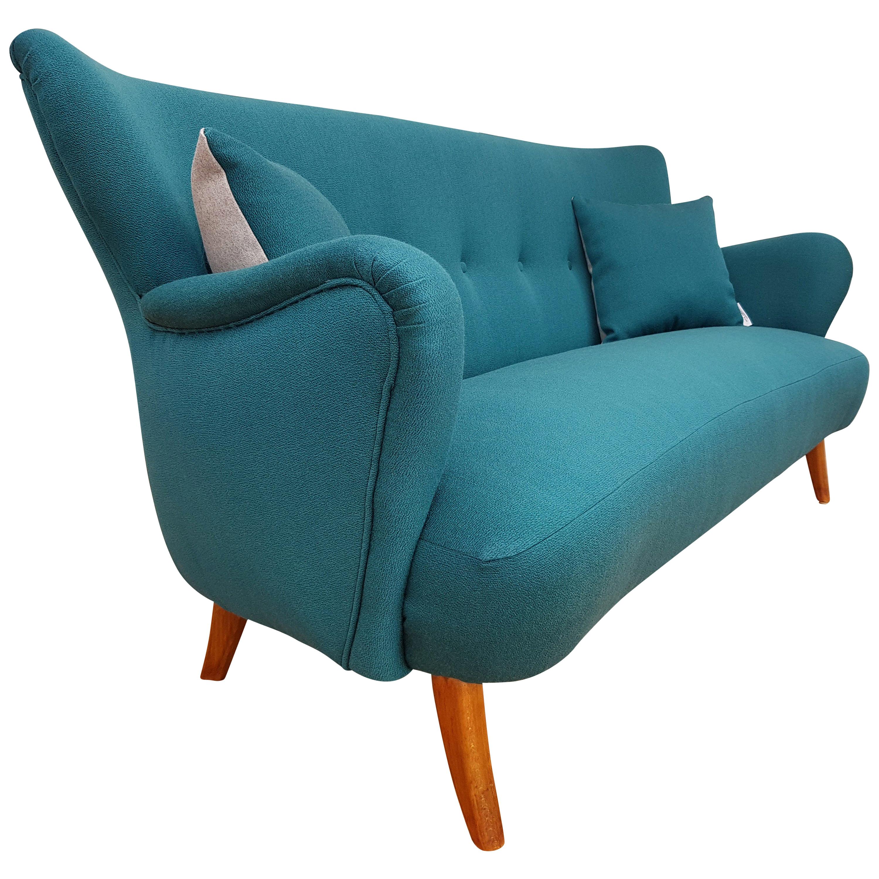Danish 3-Seat Sofa, Slagelse Møbelfabrik, 1960s, Wool, Completely Restored