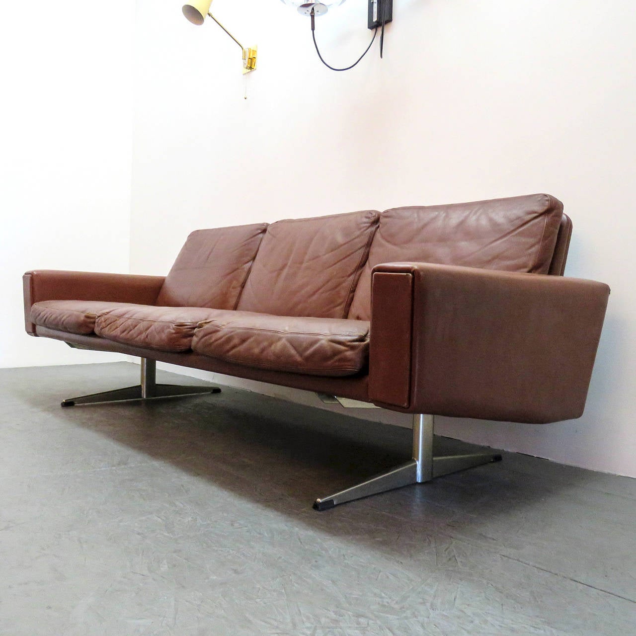 Mid-Century Modern Danish 3-Seat Leather Sofa, 1960