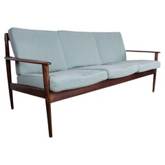 Danish 3-seater sofa in Rosewood and new fabric by Grete Jalk for Poul Jepessen