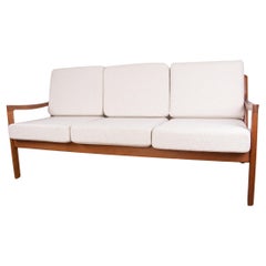 Danish 3-Seater Sofa in Teak and New Fabric, Model Senator Ole Wanscher, F&Son
